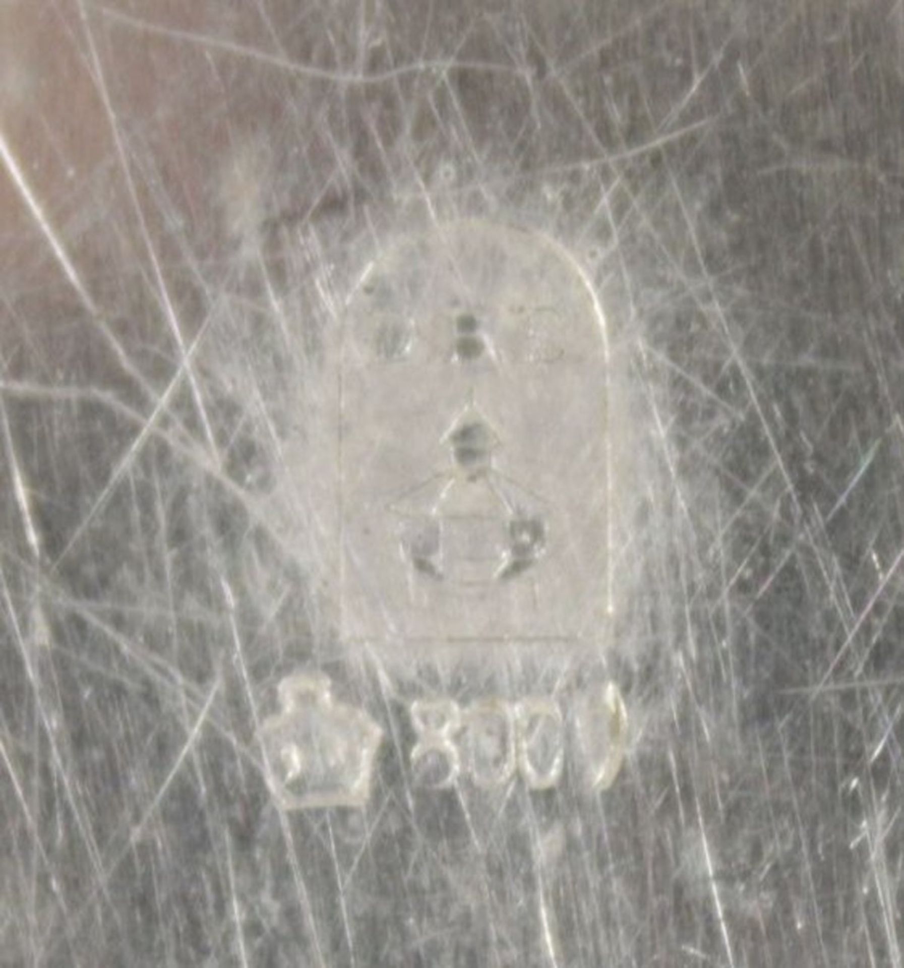kl. ovales Tablett, 800er Silber, ca. 86gr., 16,5 x 11,5cm. - Bild 2 aus 3