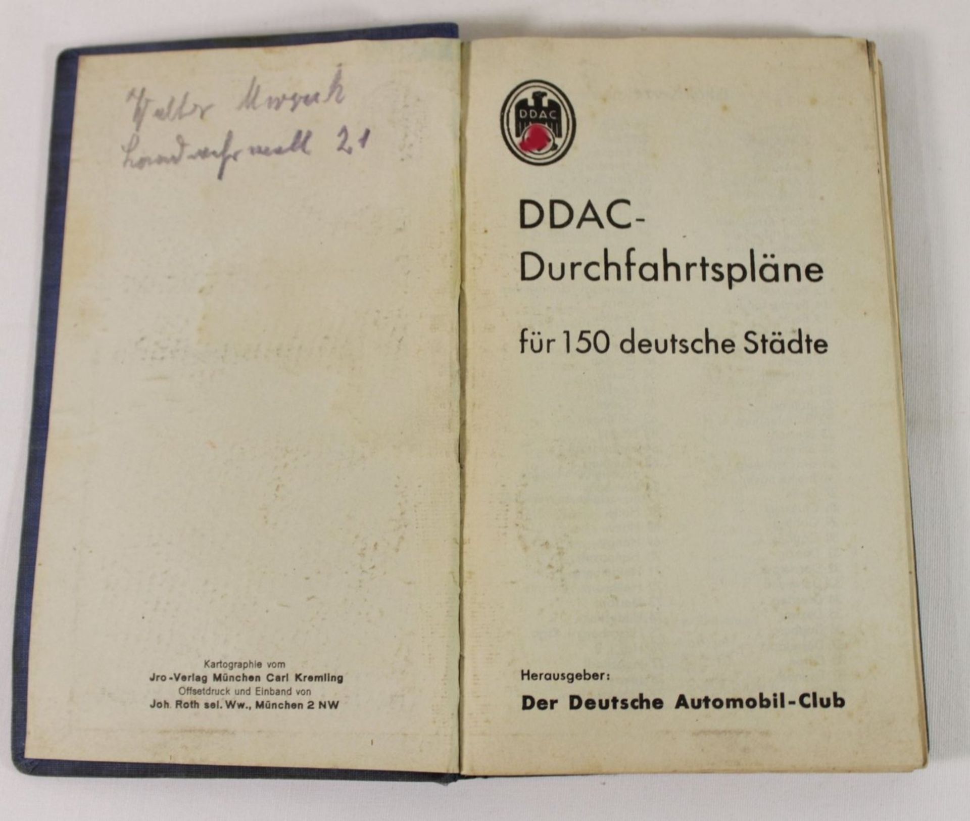 DDAC-Durchfahrtspläne für 150 deutsche Städte, 3. Reich, Alters-u. Gebrauchsspuren. - Image 2 of 5