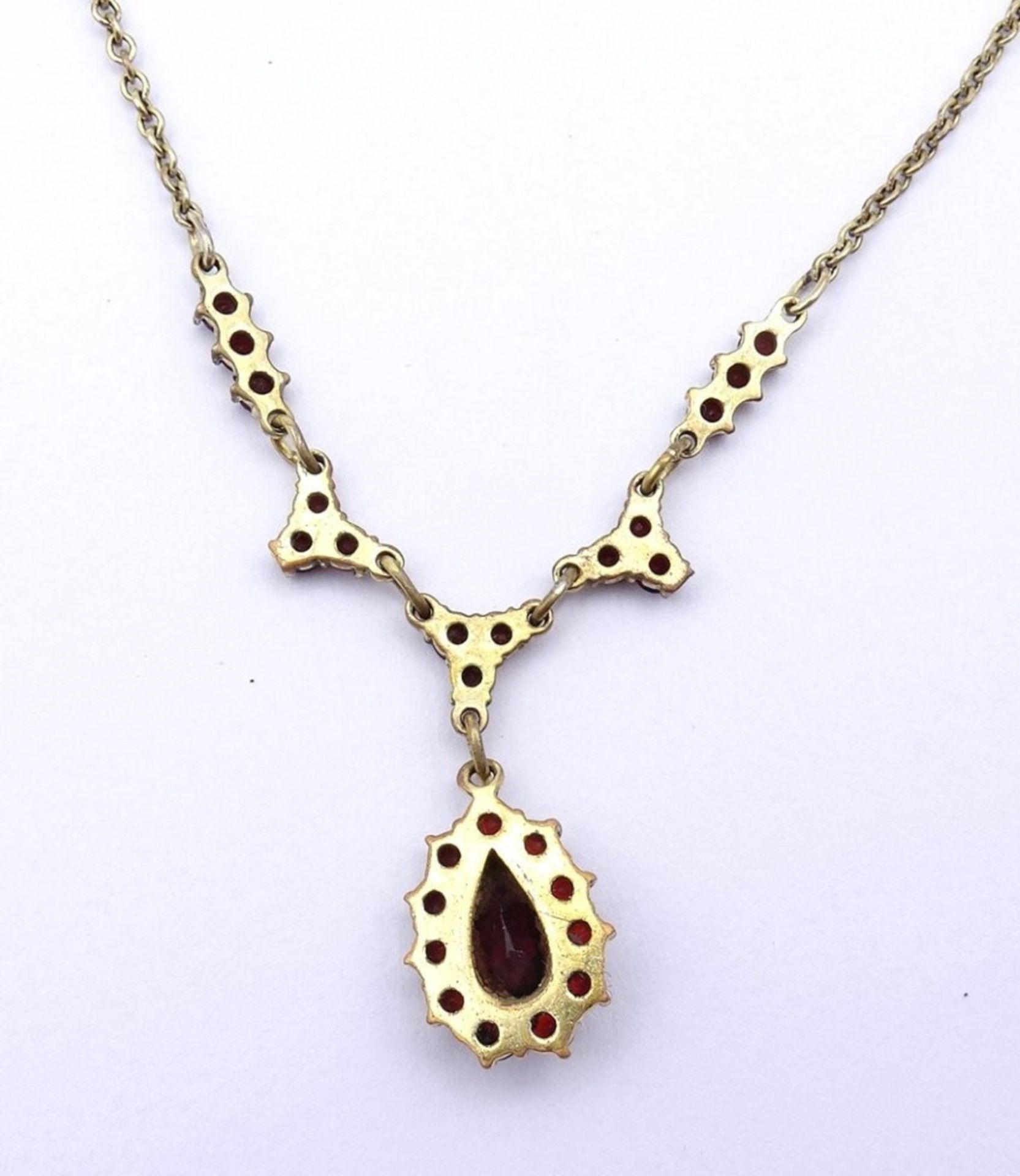 Granatcollier, Normgold, L. 43 cm, 3,6 gr., leicht reinigungsbedürftig - Image 4 of 4