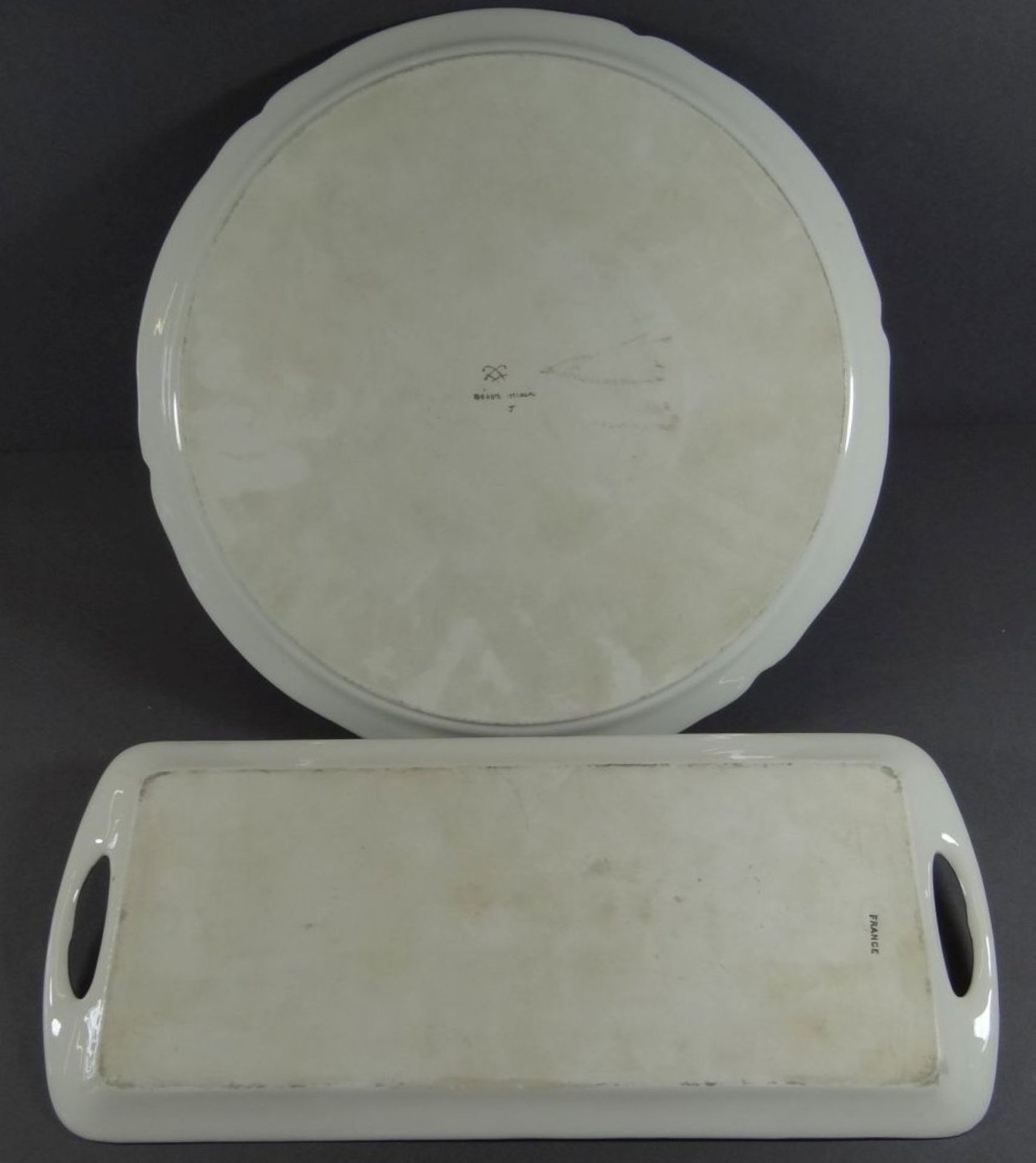 2x Kuchenplatten, wohl Limoges, France, berieben, D-31 und 36x15 cm - Image 5 of 7