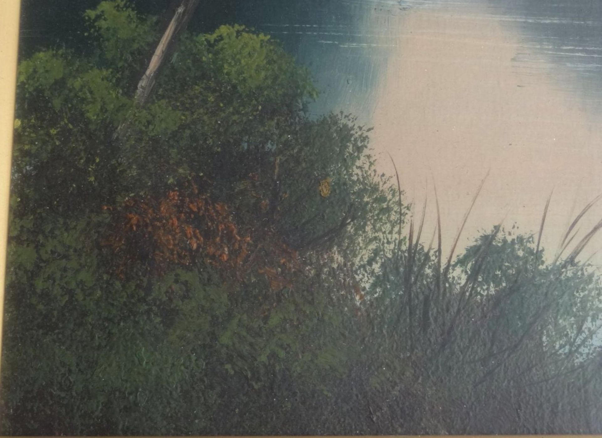 2x anonyme Gewässerlandschaften, Öl/Platte, ger/Glas, je 56x36 cm - Bild 5 aus 6