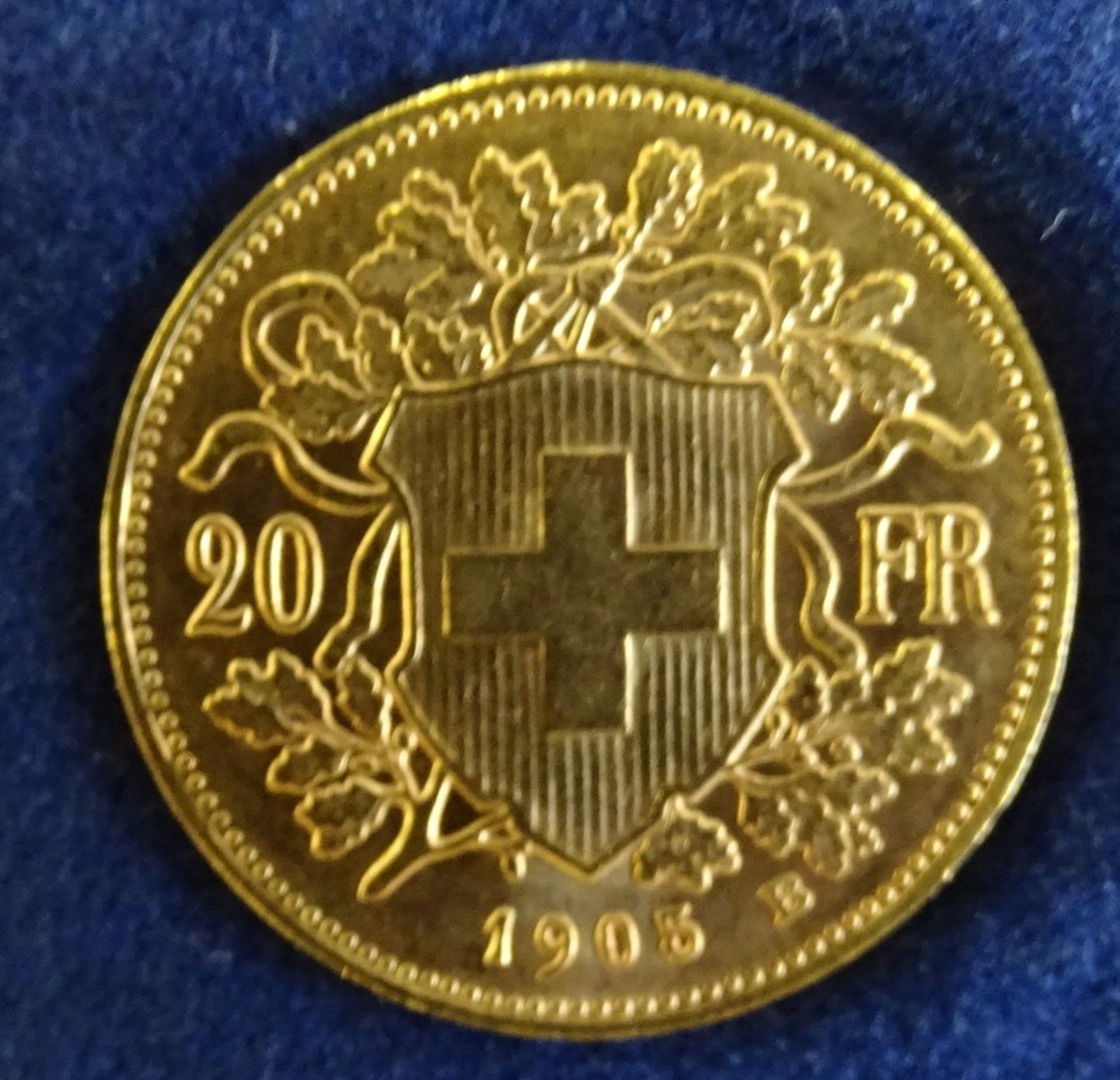 20 Gold-Franken -900-, 1905, Vreneli, ca 6,45 gr., D-21 mm