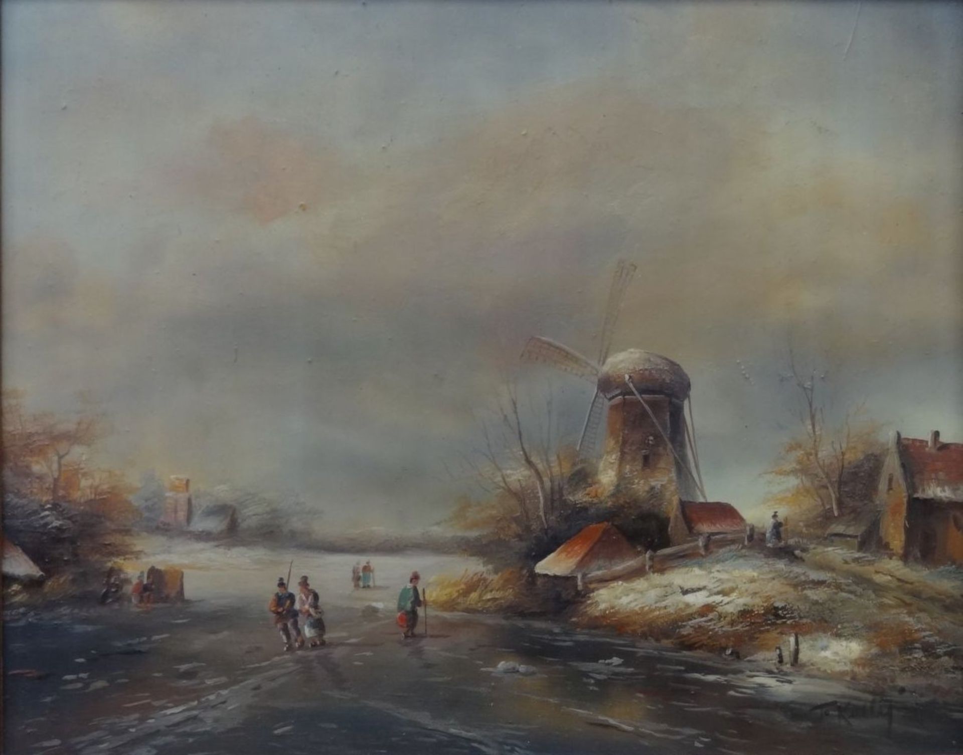 T. Keli "Holland. Landschaft im Winter" Öl/Holz, gerahmt, 41x46 cm