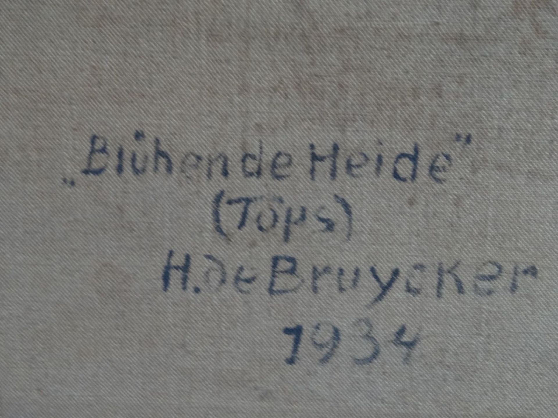 Hermann DE BRUYCKER (1858-1950), 1934 "herbstliche Heide" , Öl/Leinen, kleines Loch, gerahmt, RG - Bild 8 aus 8