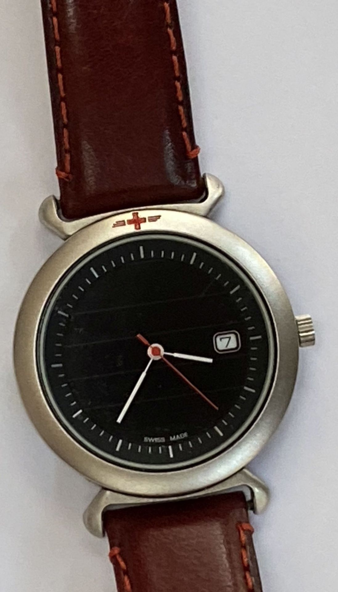 Schweizer Armbanduhr, Quarz, kein Hersteller?, nur Schweizer Kreuz, Werk läuft, gut erhalten, - Image 3 of 5