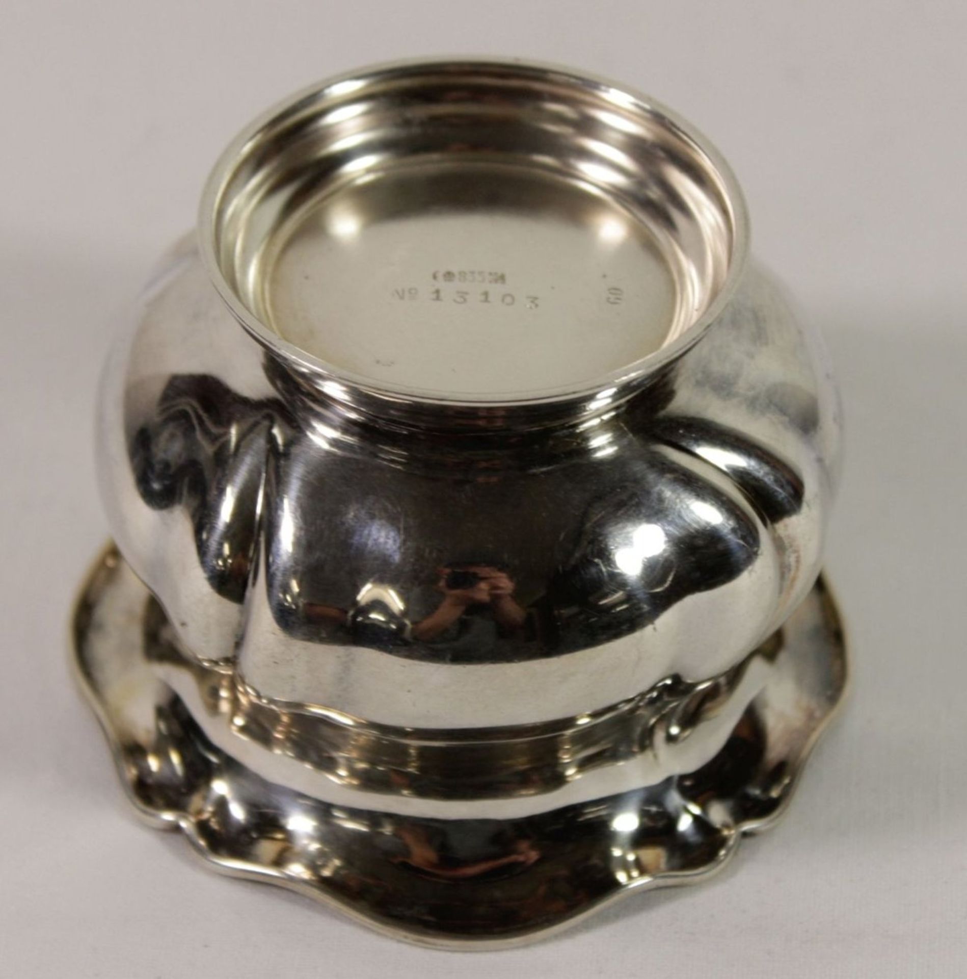 Zuckerschale, 835er Silber, ca. 102gr., H-6,5cm. - Bild 3 aus 4