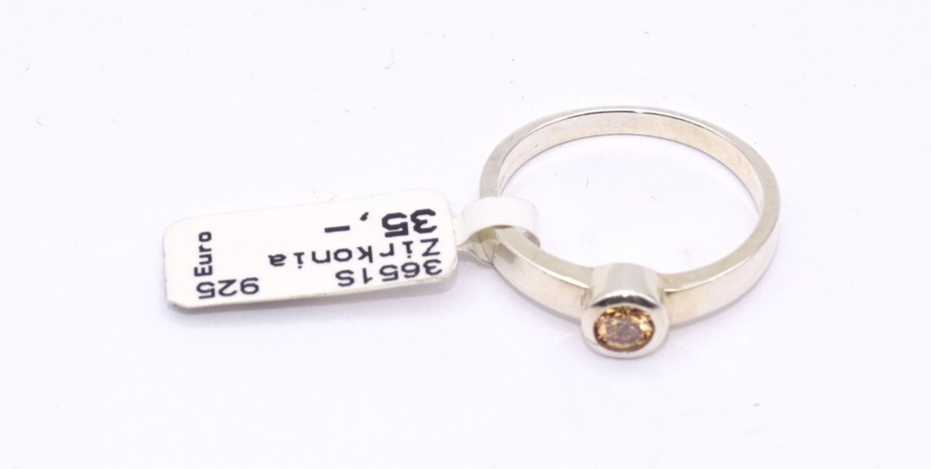 Ring, Sterlingsilber, champagnerfarbener Zirkonia, RG 57/58, 2,8 gr., neuwertig, mit Etikett - Image 2 of 3