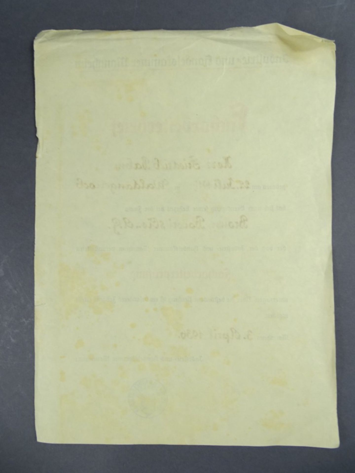 Facharbeiterbrief von 1936, Gilb sowie kleine Risse und Knicke vorhanden - Image 3 of 3