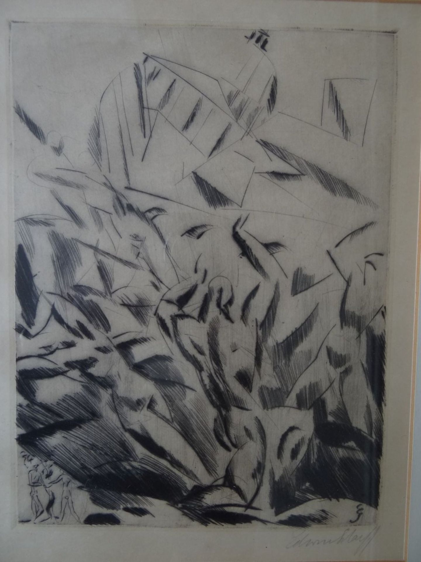 Edwin SCHARFF (1887-1955) Verschlungenes Paar, orig. Radierung, ger/Glas, RG 38x31 cm - Image 2 of 4