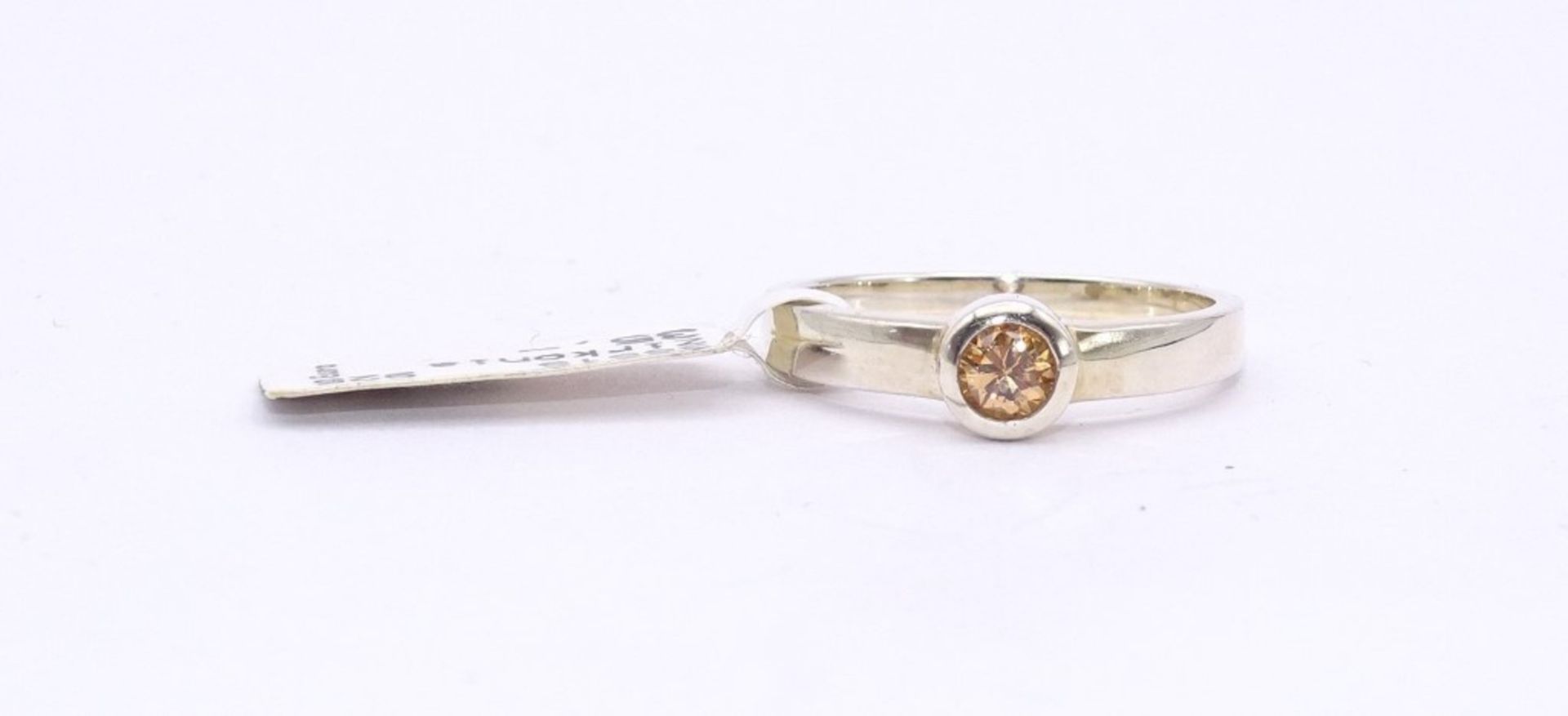 Ring, Sterlingsilber, champagnerfarbener Zirkonia, RG 57/58, 2,8 gr., neuwertig, mit Etikett