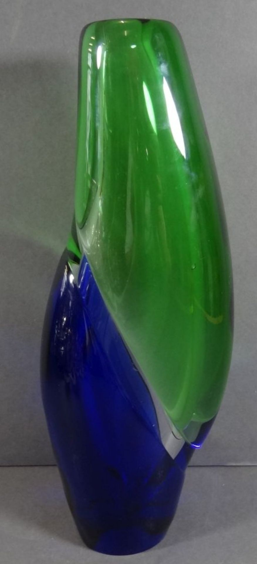 schwere grün-blaue Murano-Vase, H-27 cm, 2 kg., - Bild 2 aus 5