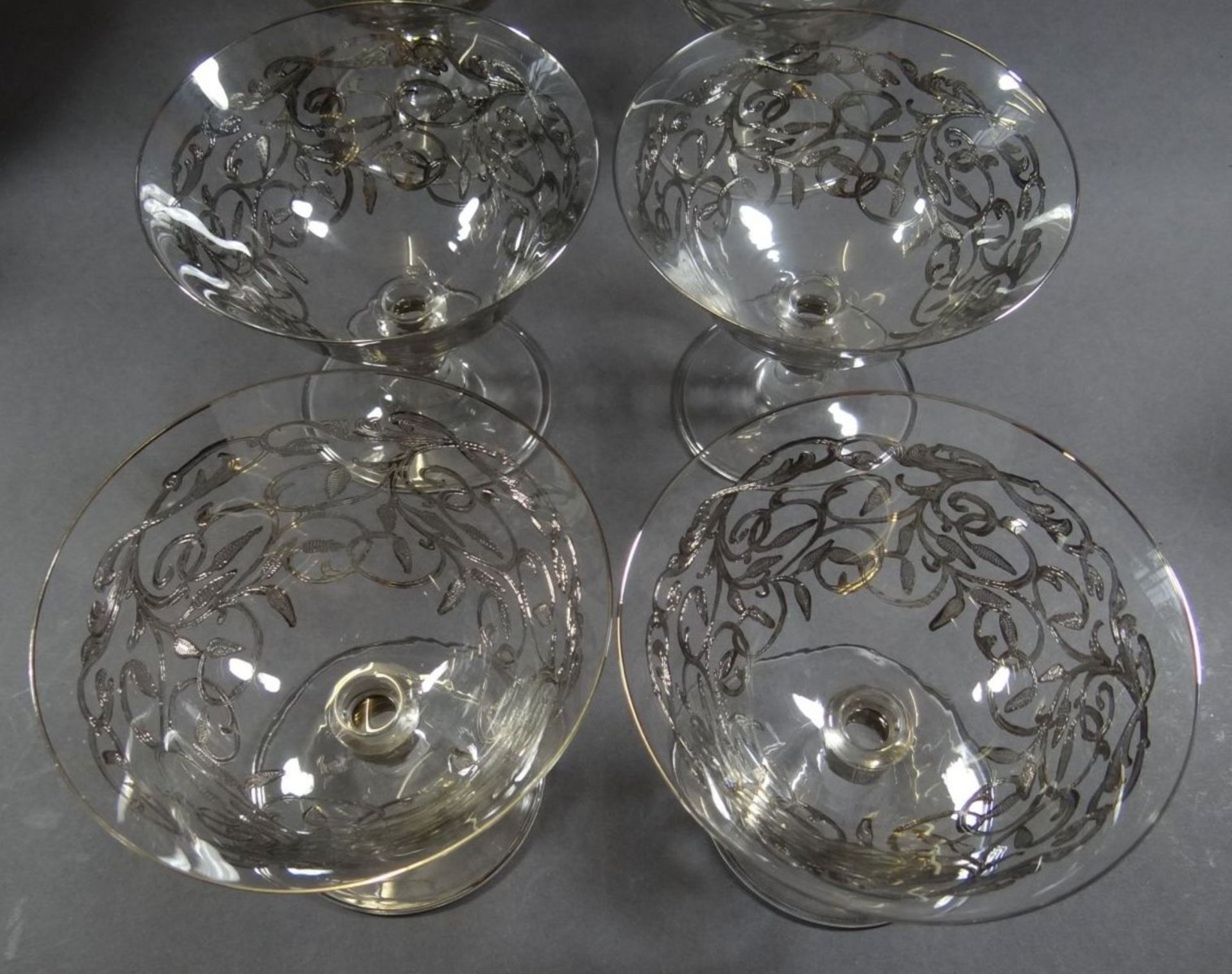 10x Gläser mit Silberoverlay, Cocktail-Sekt?, H-11 cm, D-12 cm - Bild 2 aus 8