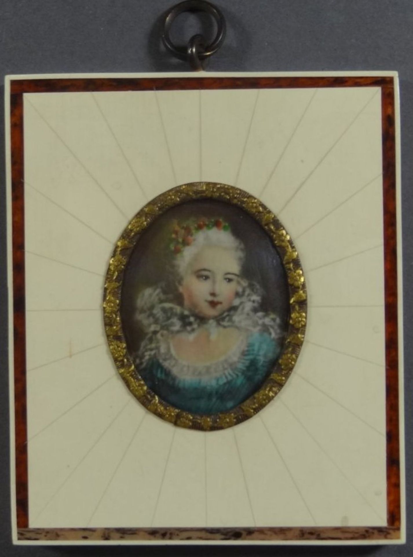Miniatur Portrait der Schwester von König Ludwig XVI, 10x8,5 cm