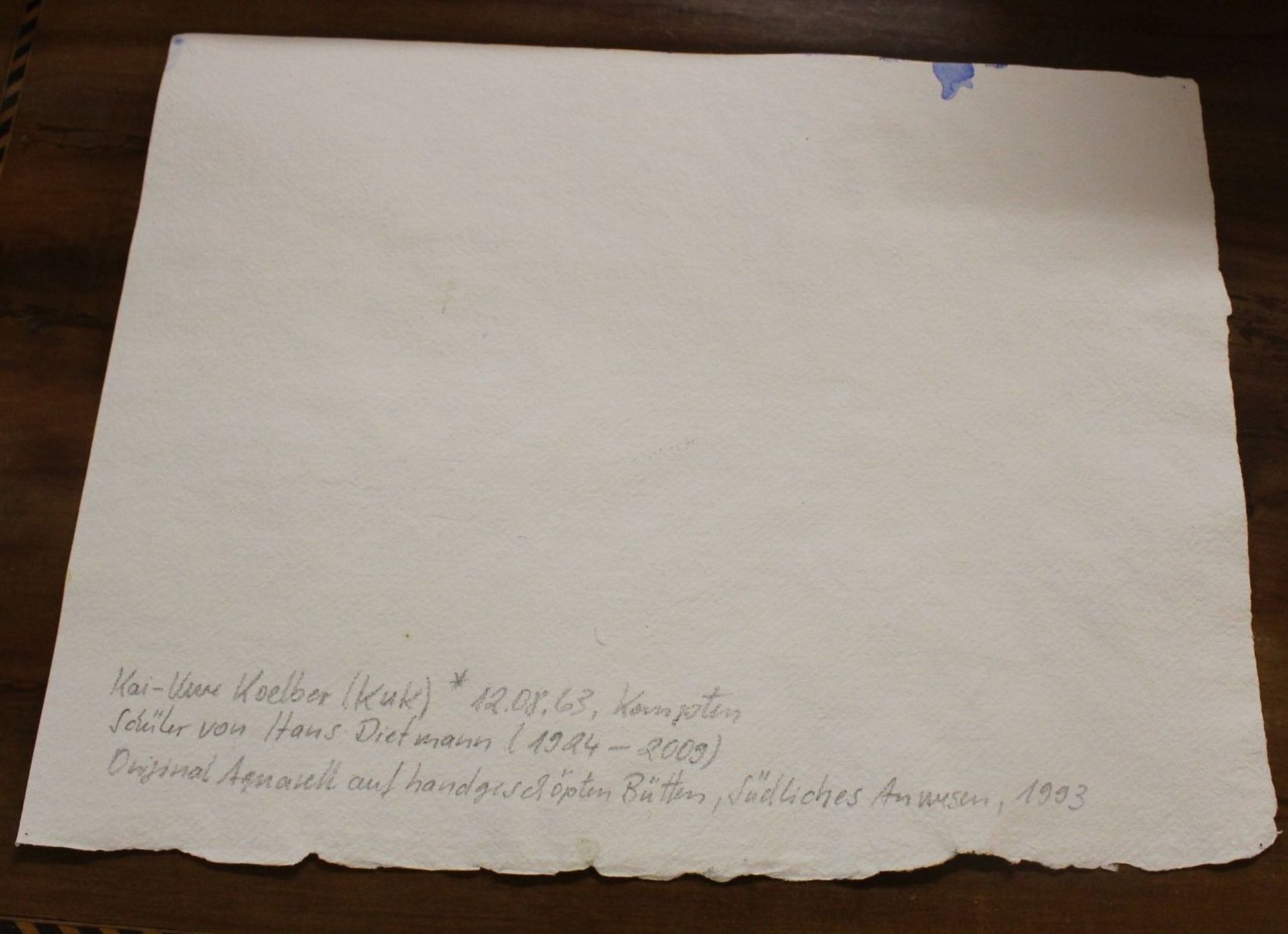 Kai Uwe Koelber (KuK), südl. Anwesen, Aquarell auf Papier, ungerahmt, ca. BG 29 x 37,5cm. - Bild 2 aus 2