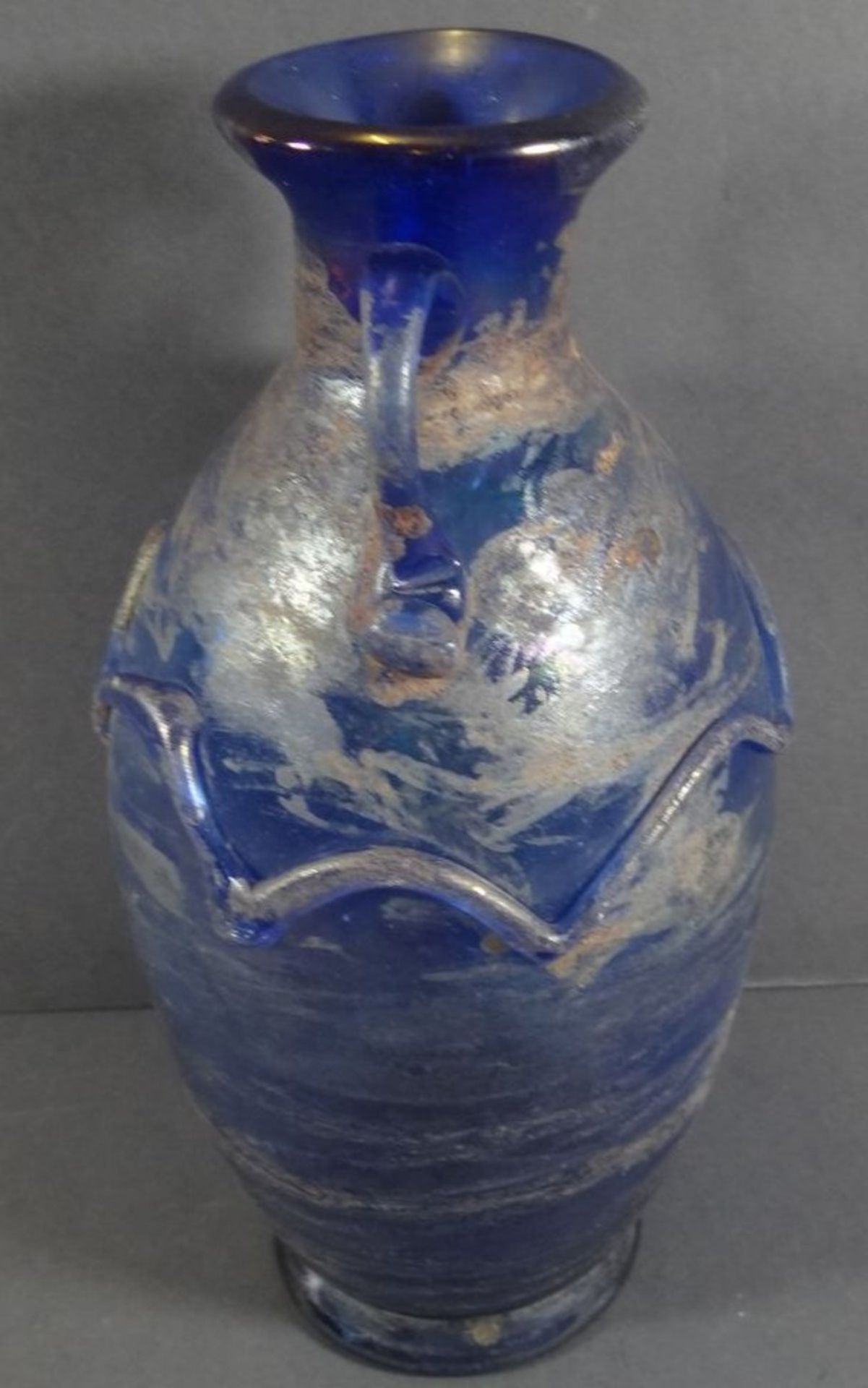 Kunstglas-Vase, blau, Abriss, Handarbeit, H-25 cm - Image 2 of 3
