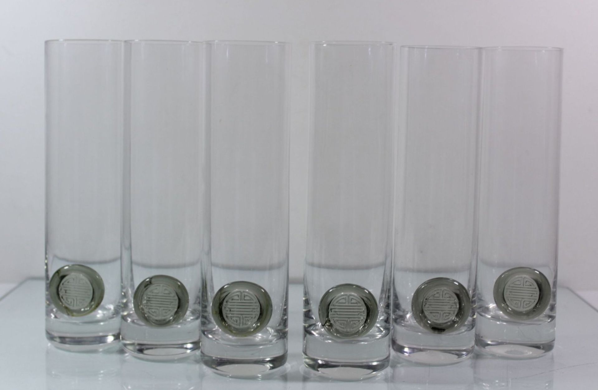 24 Rosenthal Gläser, Glas mit grünem Aufschmelz, 6 Cocktailgläser H-24cm, 2 Whiskygläser H- 8cm, 9 - Image 5 of 8