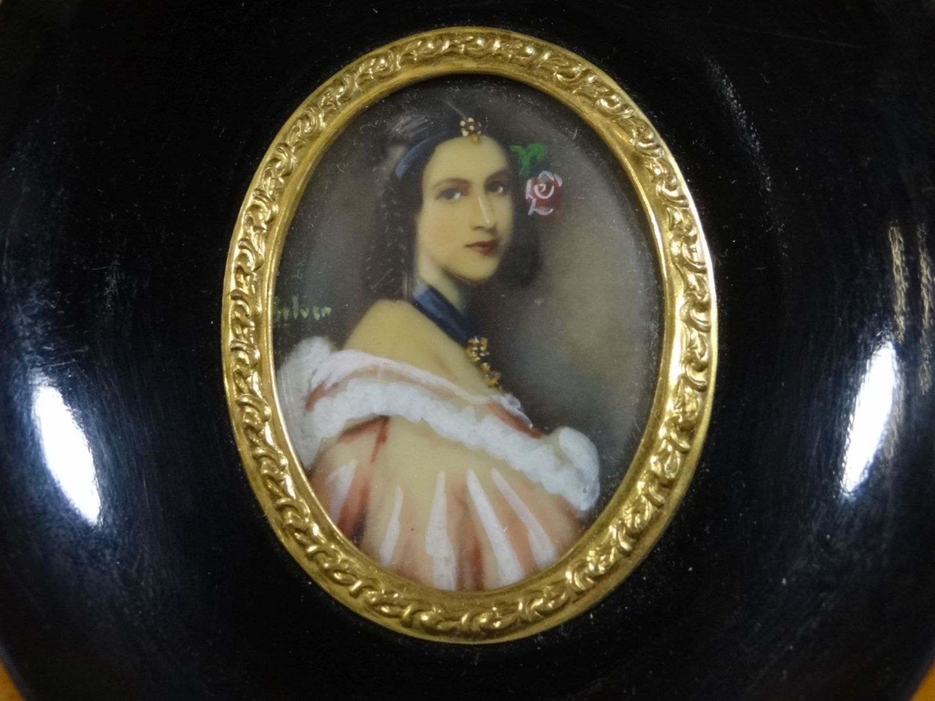 Miniatur-Portrait einer jungen Frau, 11,5x9,5 cm - Bild 3 aus 4