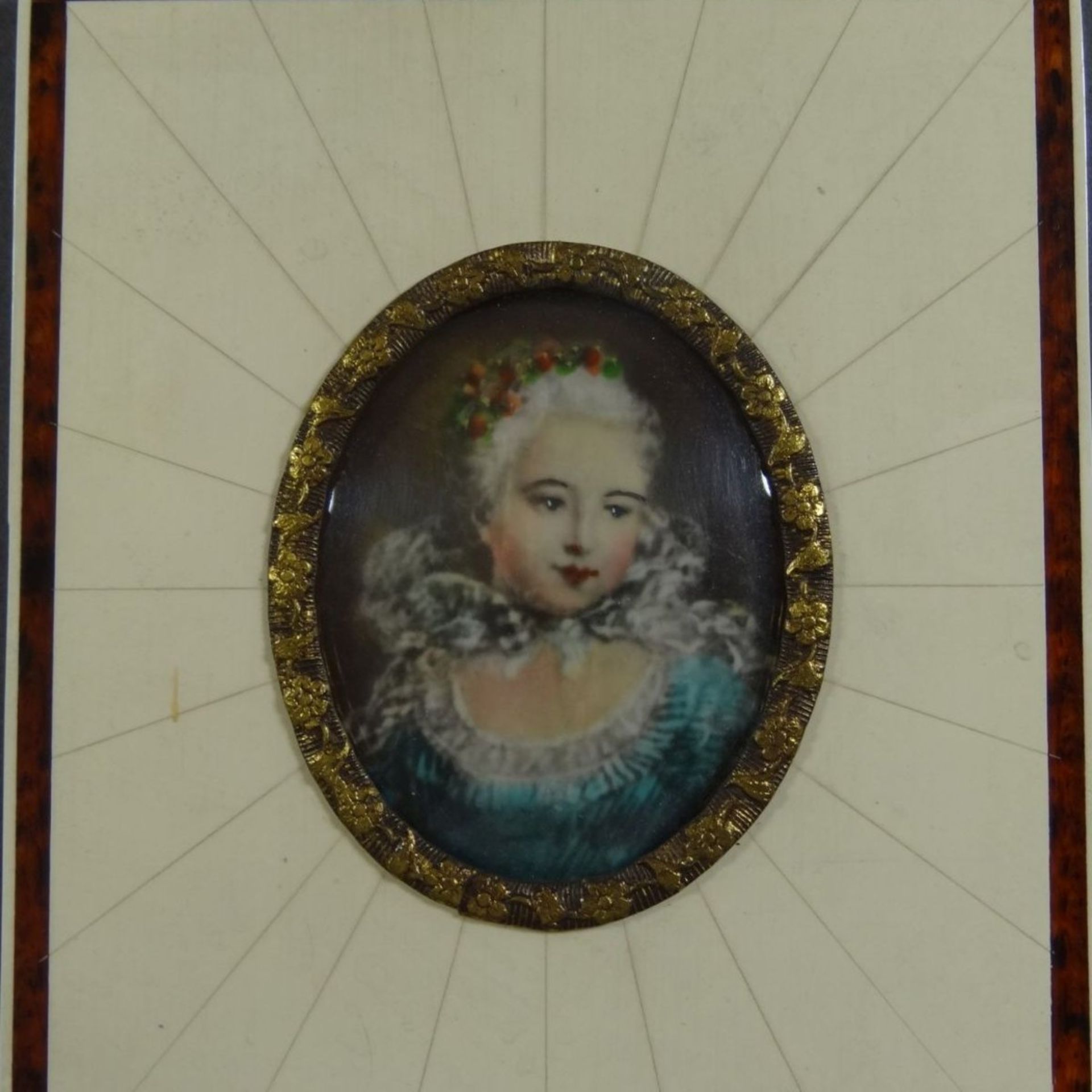 Miniatur Portrait der Schwester von König Ludwig XVI, 10x8,5 cm - Bild 2 aus 4