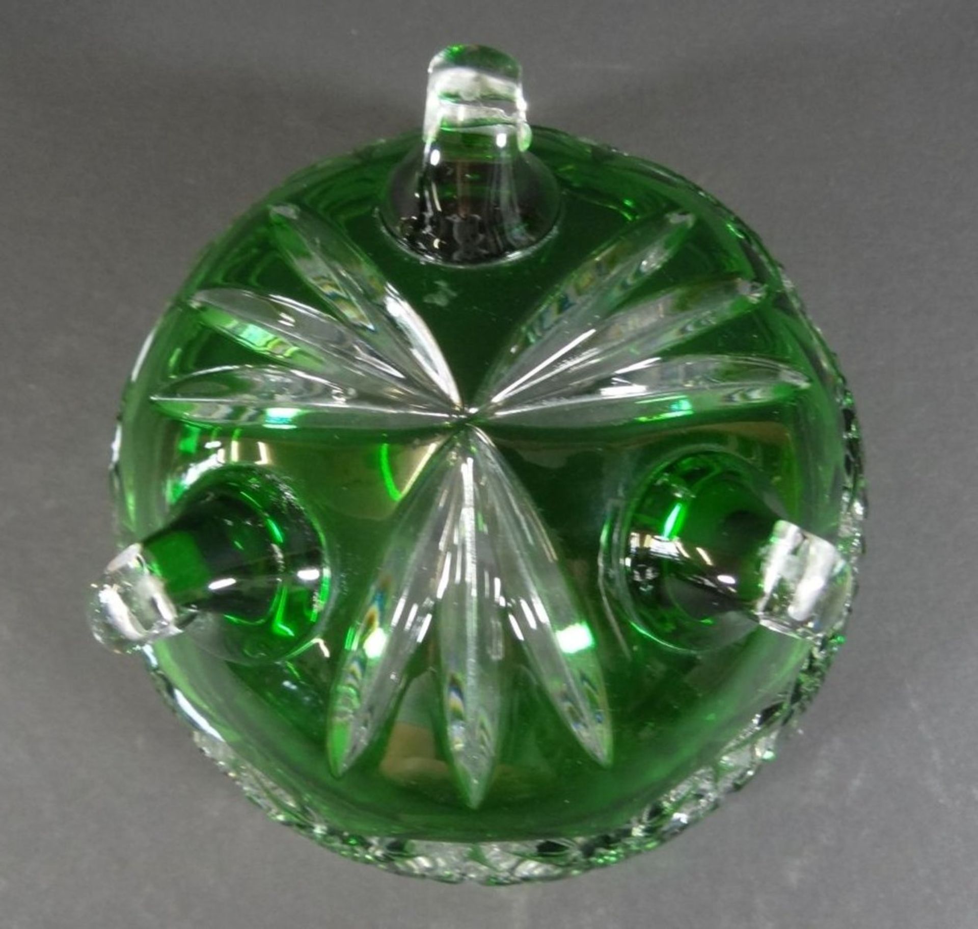 kl. Nachtmann Kristallschale, grün, auf drei Beinchen, H-7 cm, D-10 cm - Bild 6 aus 6