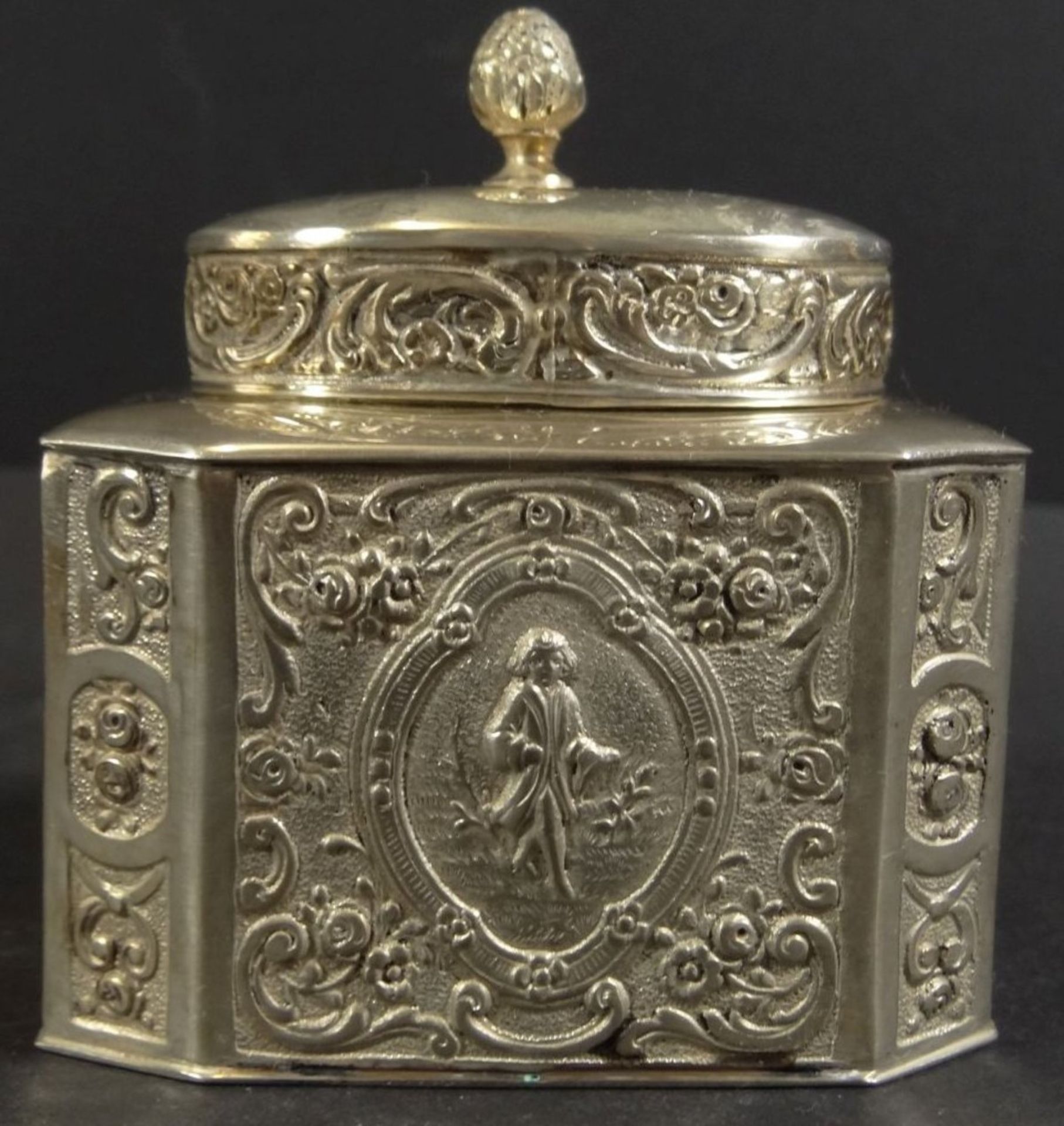 Teedose, Silber-800-, H-8 cm, 7x5 cm, 157 gr. - Bild 6 aus 10