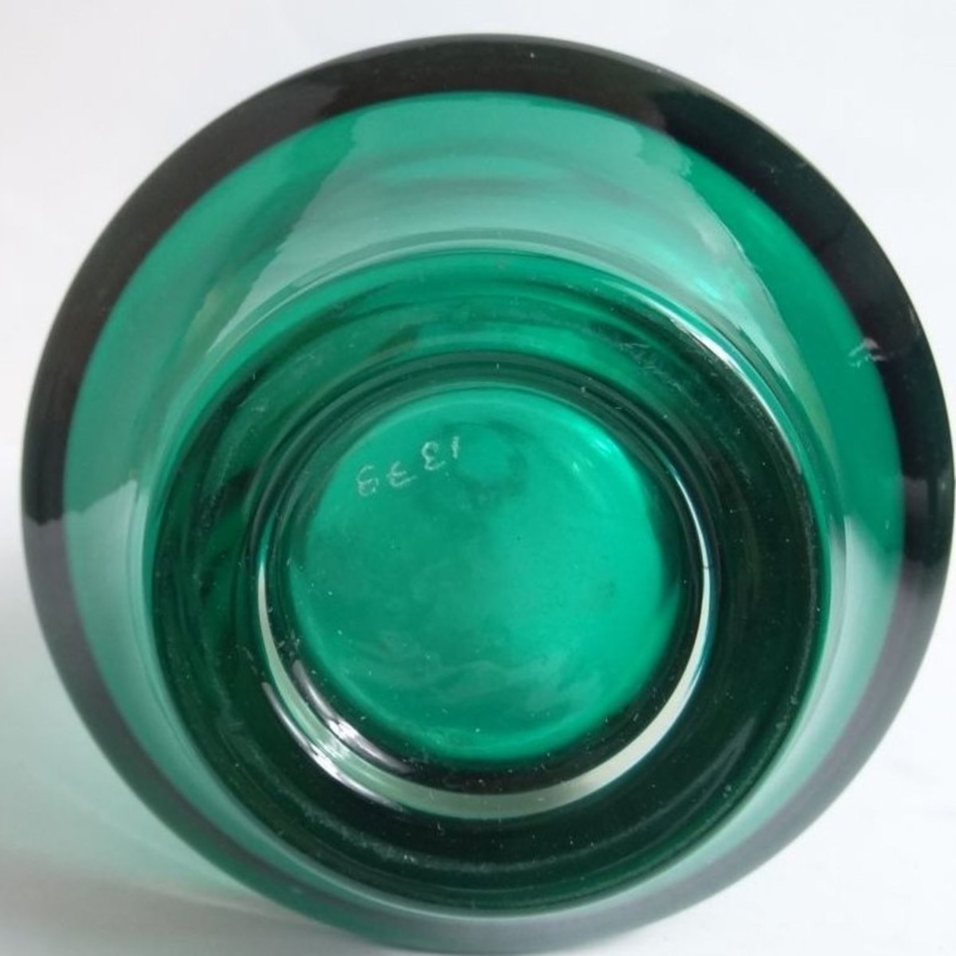 RIIHIMÄEN LASI ALADIN GLAS VASE FINNLAND, grün, H-20 cm - Bild 7 aus 8