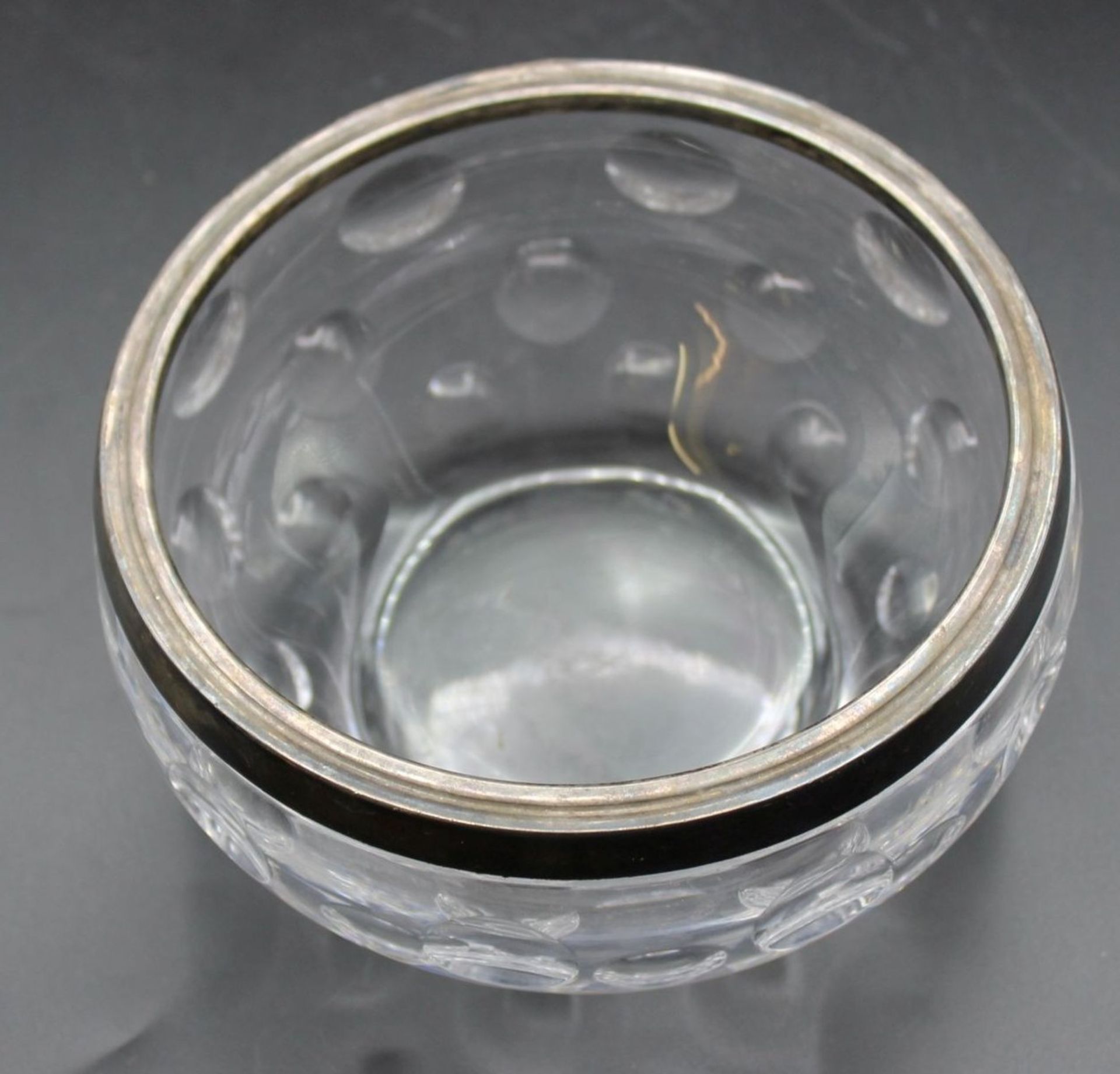 Kristall-Schale mit 925er Silberrand, H-8cm D-15cm. - Bild 2 aus 2