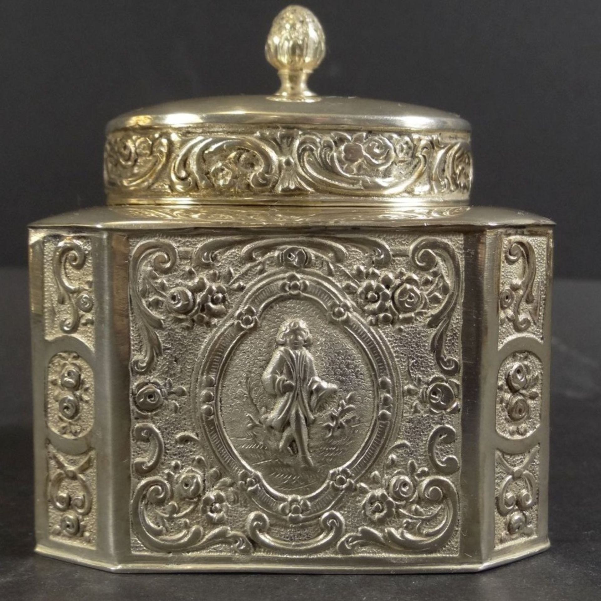 Teedose, Silber-800-, H-8 cm, 7x5 cm, 157 gr. - Bild 3 aus 10