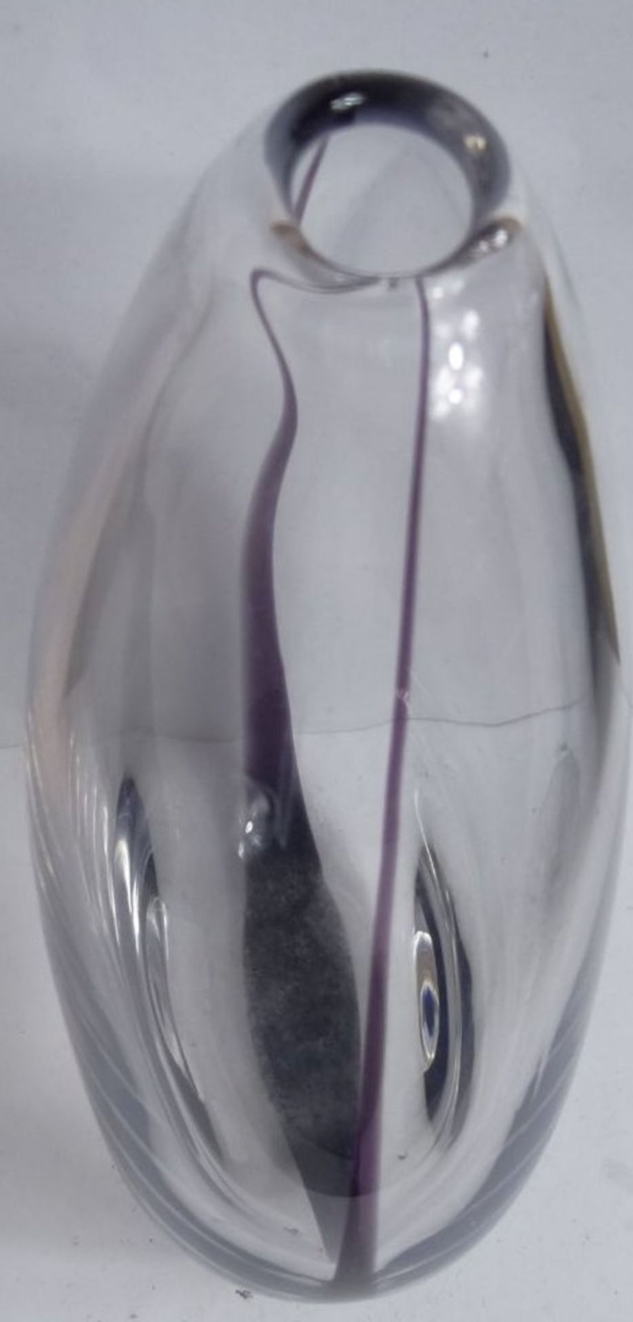 ovoide Vase, Ritzsignatur Kosta, H-21 cm, B-14 cm - Bild 7 aus 10