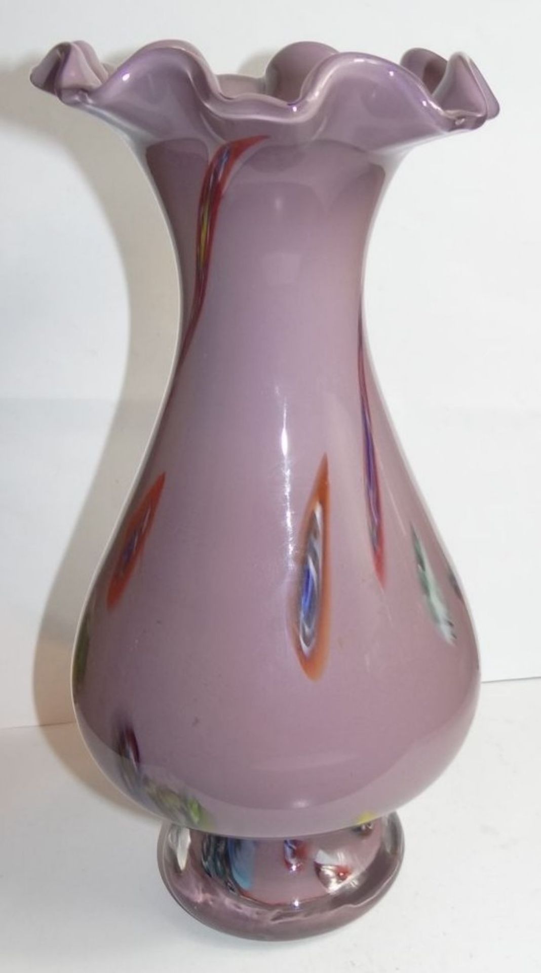 Überfang-Vase "WMF" bunte Einschemlzungen, Etikett, H-28 cm - Bild 5 aus 8