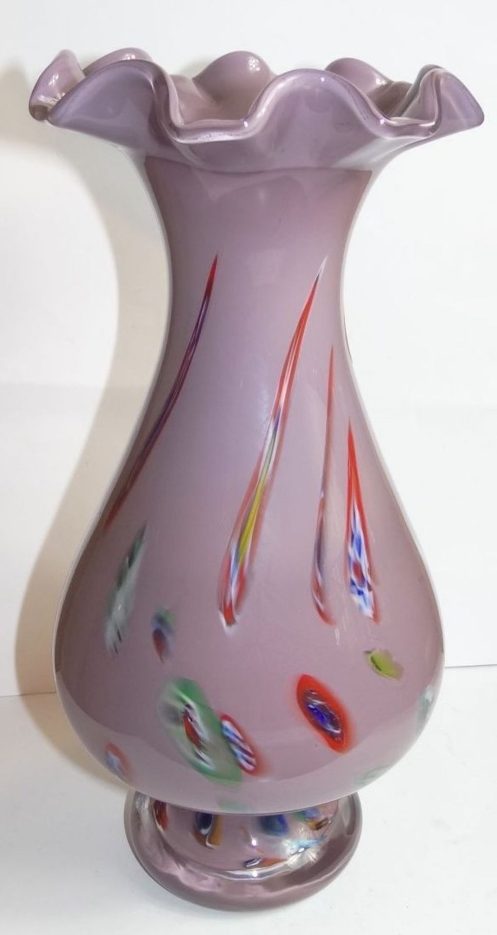 Überfang-Vase "WMF" bunte Einschemlzungen, Etikett, H-28 cm - Bild 4 aus 8