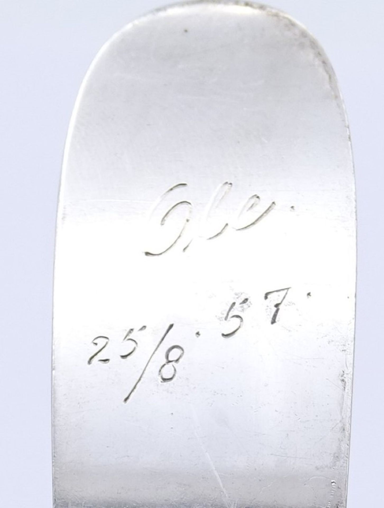 Löffel, Silber, Copenhagen 1957, Namensgravur und Datierung,L- 19,5cm, 60 g. - Bild 6 aus 6