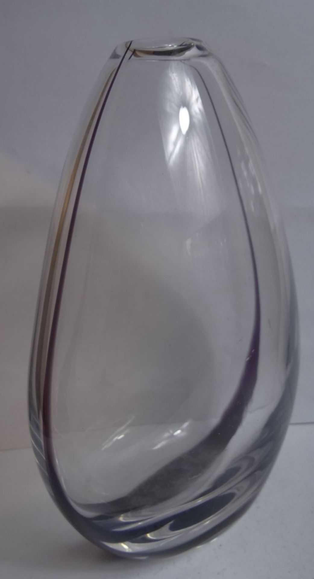 ovoide Vase, Ritzsignatur Kosta, H-21 cm, B-14 cm - Bild 3 aus 10