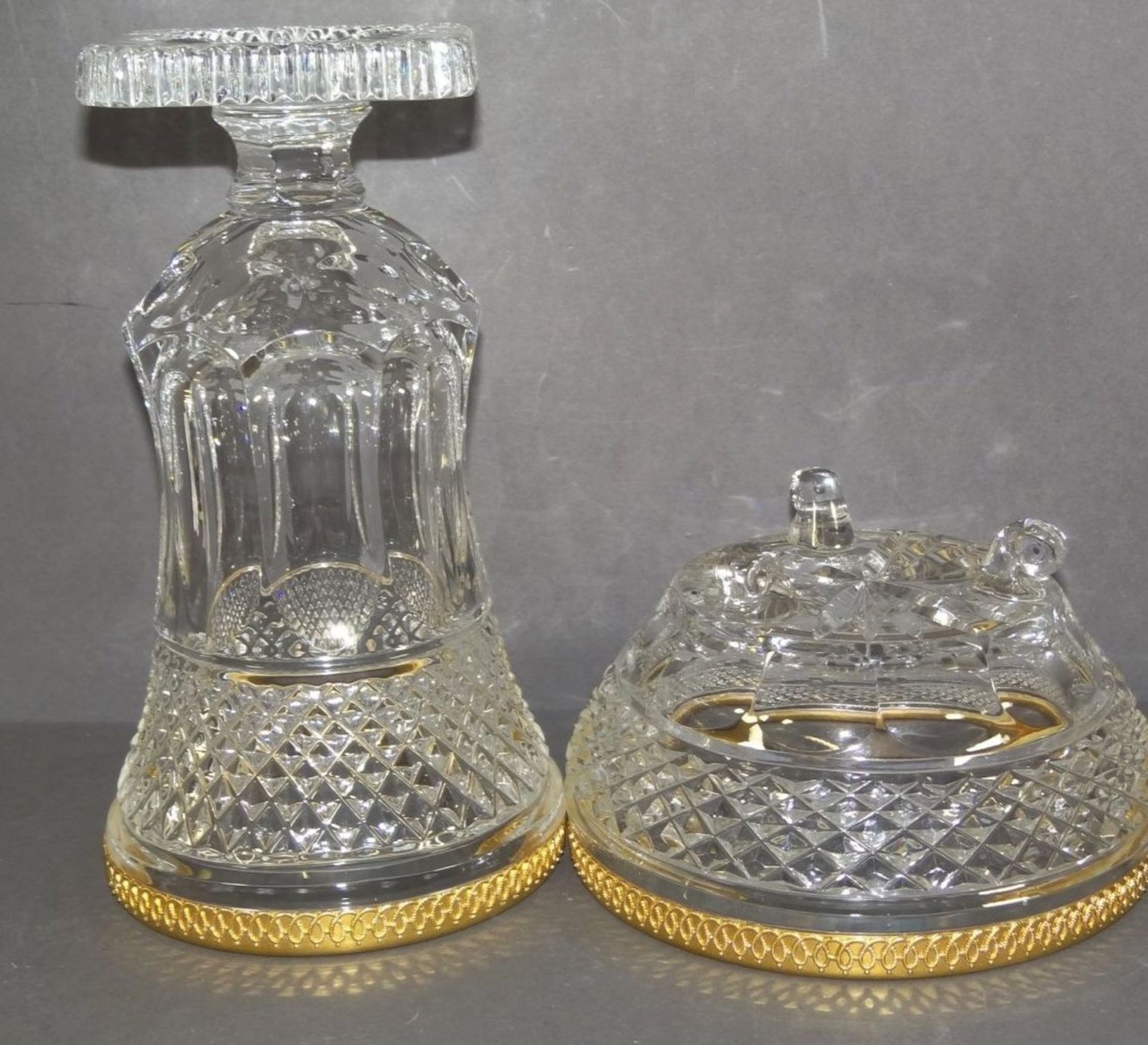 Kristall-Vase und Schale mit vergoldeten Rand - Bild 4 aus 4