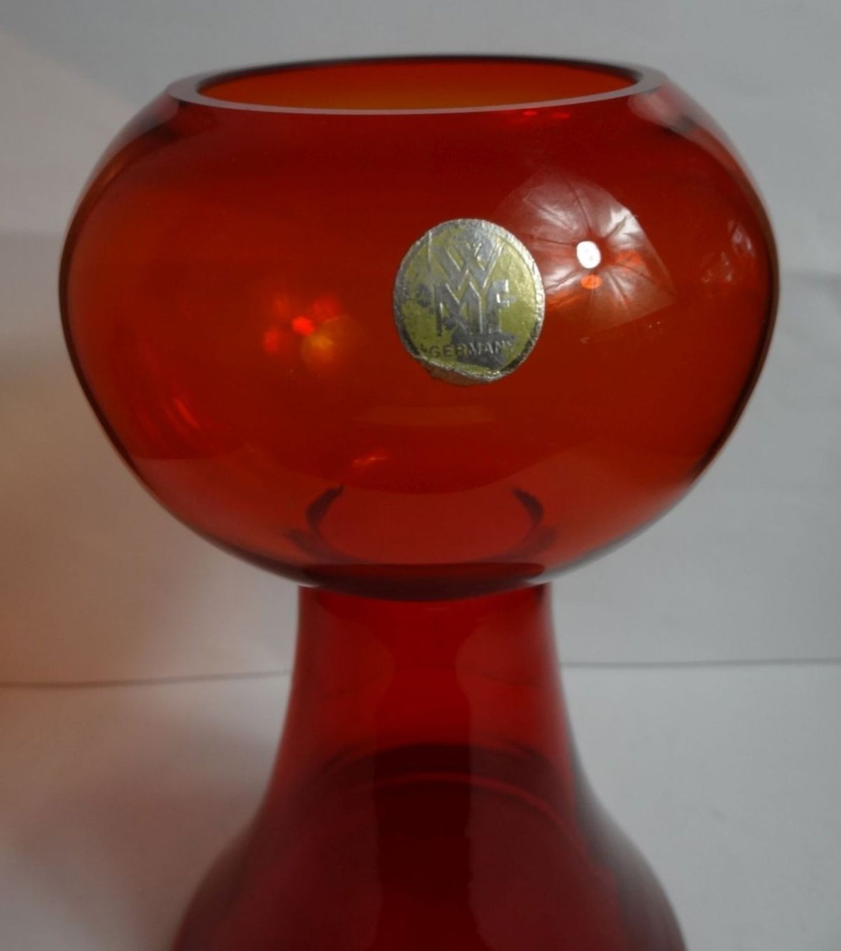Kunstglas, rot "WMF" Etikett, H-20 cm - Bild 4 aus 9