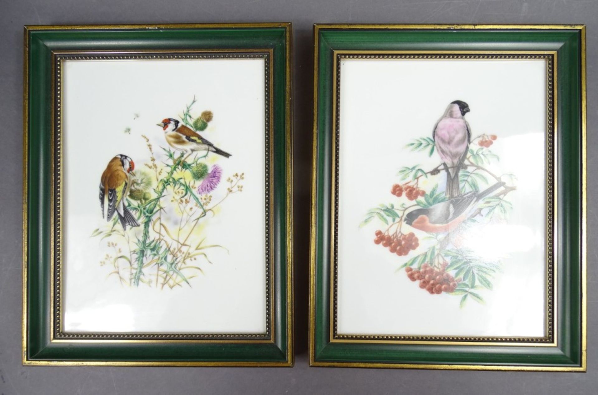 2 gerahmte Porzellanmalereien mit Vogelmotiven, Heinrich, 23x29 cm - Bild 2 aus 9