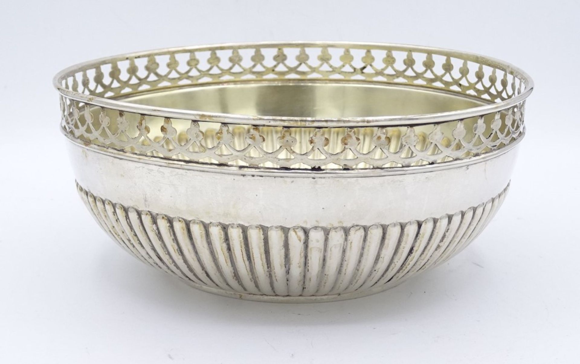 800er Silber Schale,Glaseinsatz fehlt,D- 17 cm, H- 7,0cm, 206g.innen vergoldet - Bild 3 aus 4
