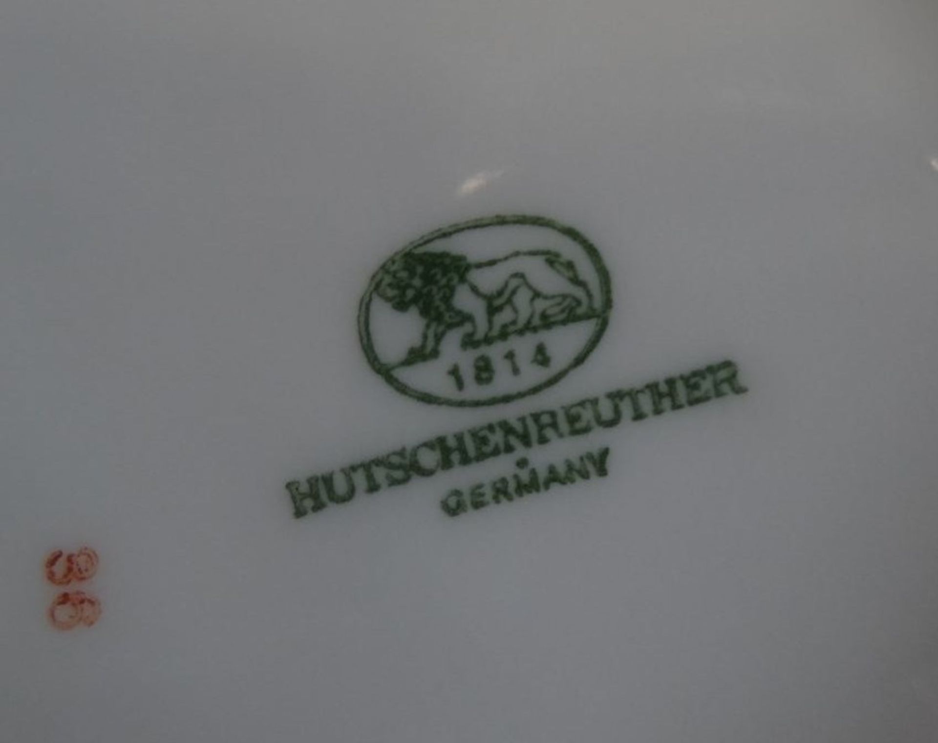grosser Blumenübertopf "Hutschenreuther" sign. Achtziger, rote Rose, H-16 cm, D-18 cm, anbei - Image 5 of 9