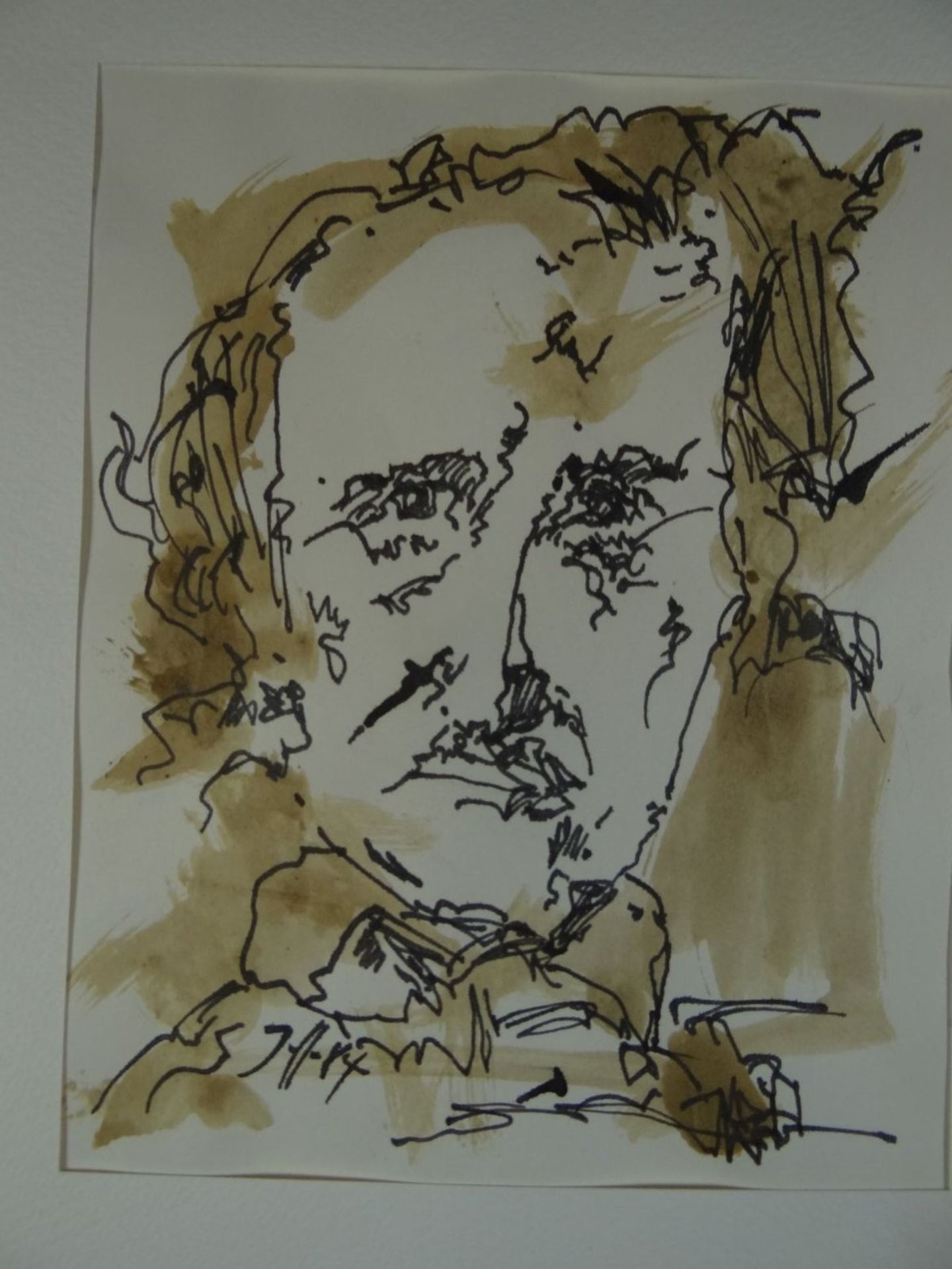 Horst JANSSEN (1929-1995), 1984 Portrait E.A. Poe, aquarellierte Zeichnung, MG 28x20 cm, ger/Glas,
