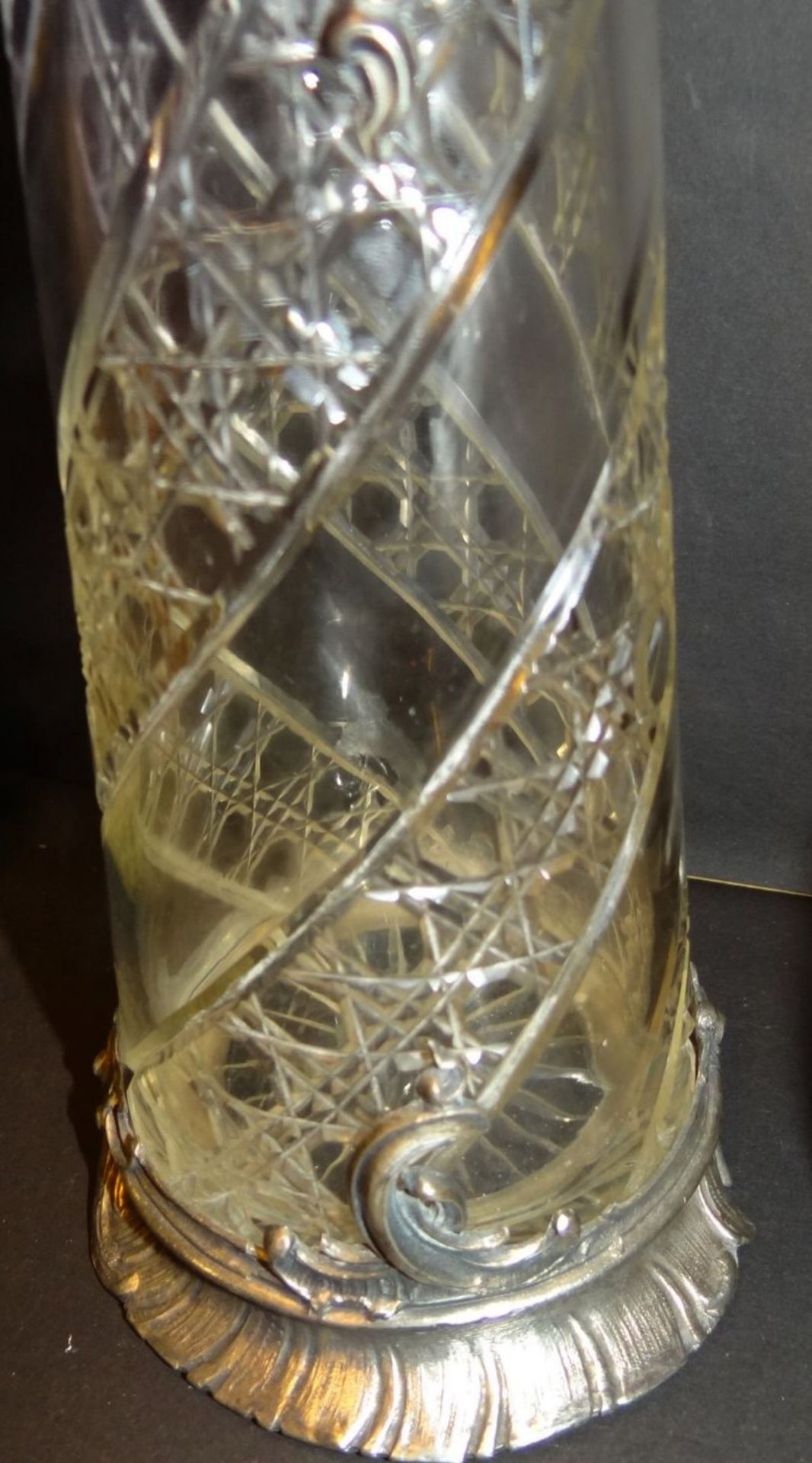Gründerzeit-Krug, Kristall mit versilb. Zinn-Montur, H-30 cm, gut erhalten - Bild 2 aus 10