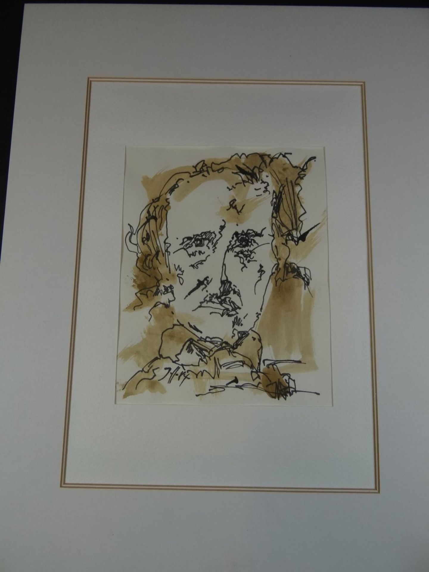 Horst JANSSEN (1929-1995), 1984 Portrait E.A. Poe, aquarellierte Zeichnung, MG 28x20 cm, ger/Glas, - Image 2 of 6