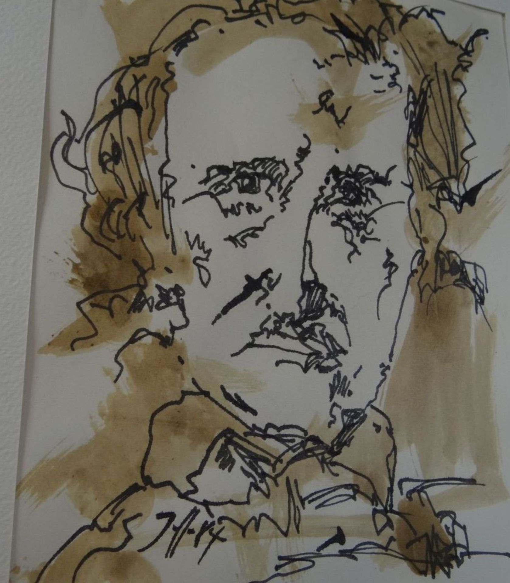 Horst JANSSEN (1929-1995), 1984 Portrait E.A. Poe, aquarellierte Zeichnung, MG 28x20 cm, ger/Glas, - Image 5 of 6