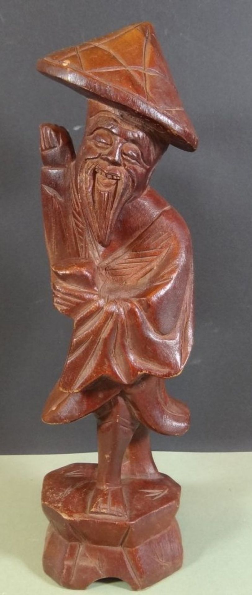 Holzschnitzerei, Vietnamese, Stange mit Korb fehlt, H-26 cm