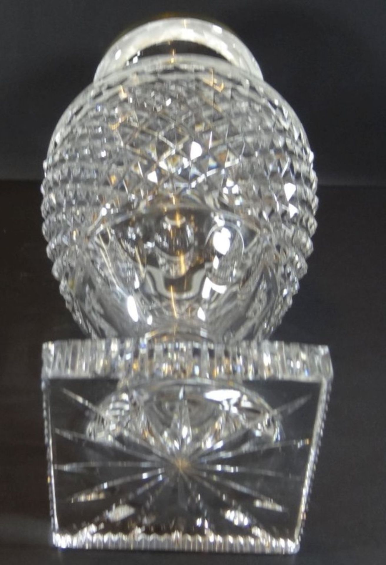 hohe Kristall-Vase auf Stand, Silberrand-925-, vergoldet, H-29 cm - Bild 6 aus 7
