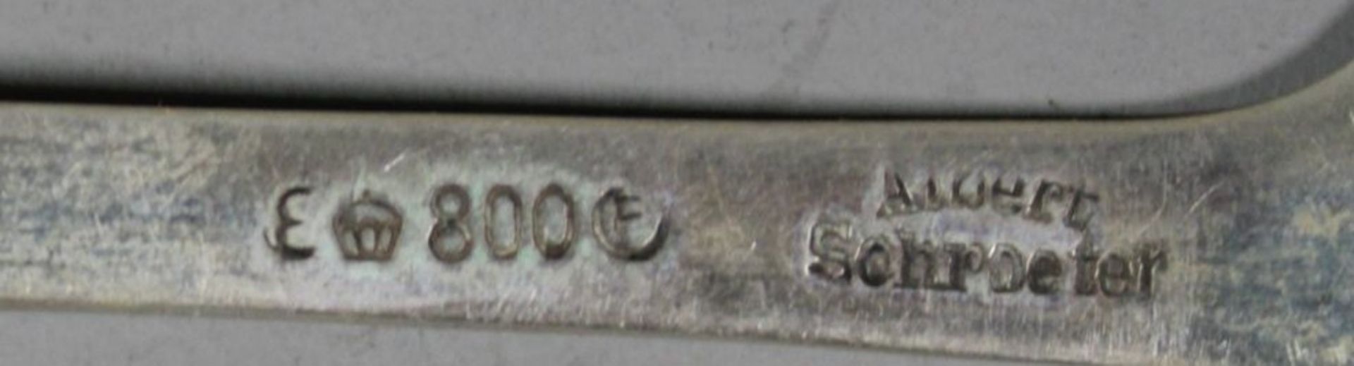 4x Kaffeelöffel, 800er Silber, Albert Schroeter, ca. L-16cm,, zus. 100,8gr., Ziermonogramm, - Bild 4 aus 4