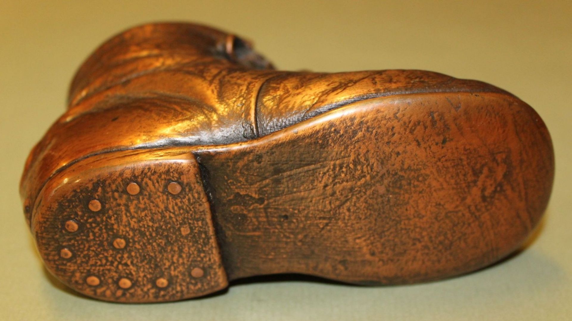Leder-Babystiefel, bronziert, H-8 cm, L-12 cm - Image 3 of 3