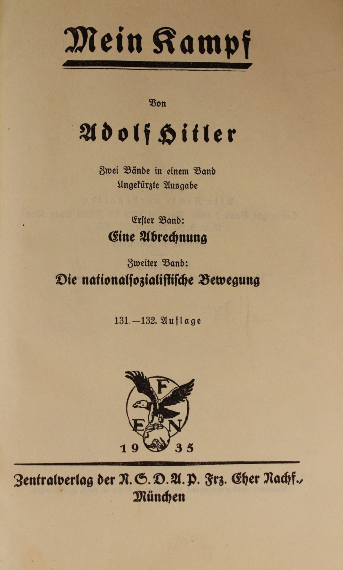 A.H., Mein Kampf, blaue Ausgabe 1935, innen Widmung. - Bild 3 aus 4