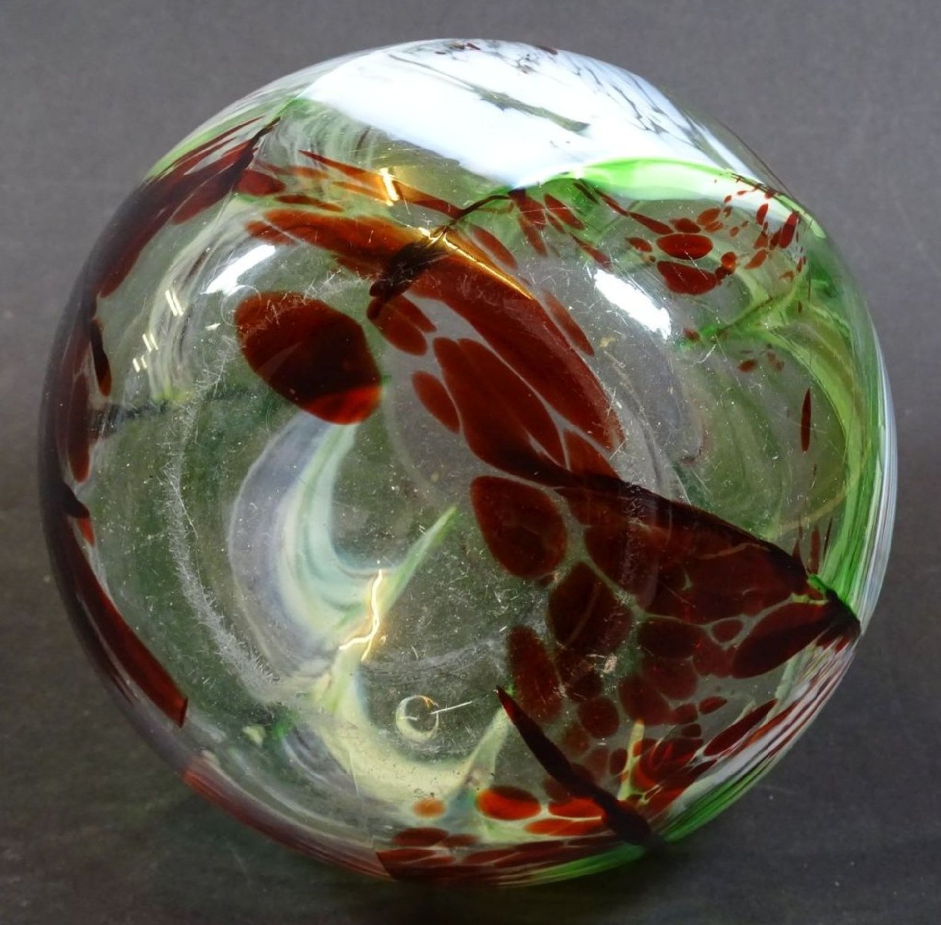 Kunstglas-Vase, Handarbeit, H-14 cm, D-13 cm - Bild 4 aus 5