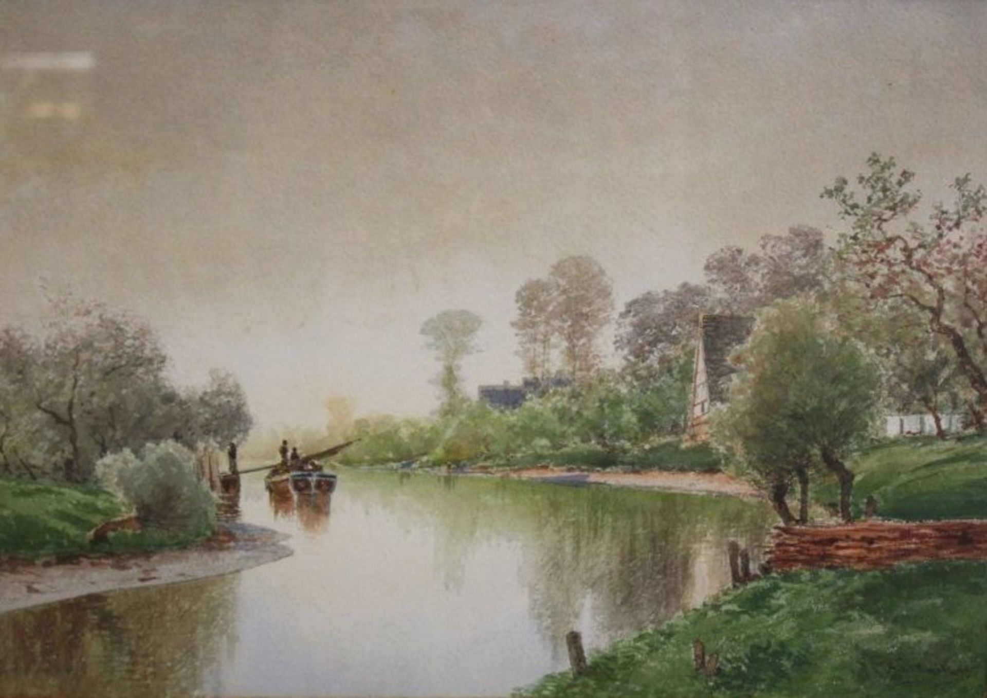 wohl Ascan LUTTEROTH (1842-1923) "Flusslandschaft mit Boot und Haus", datiert (18)93, Aquarell,