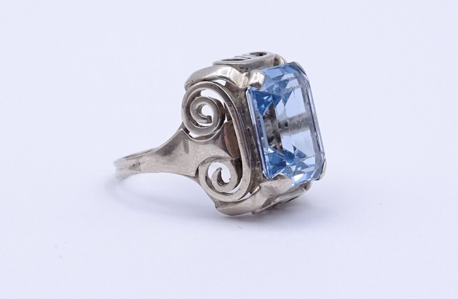 800er Silber Ring mit einen hellblauen facc. Edelstein, 7,4g., RG 57 - Bild 3 aus 4