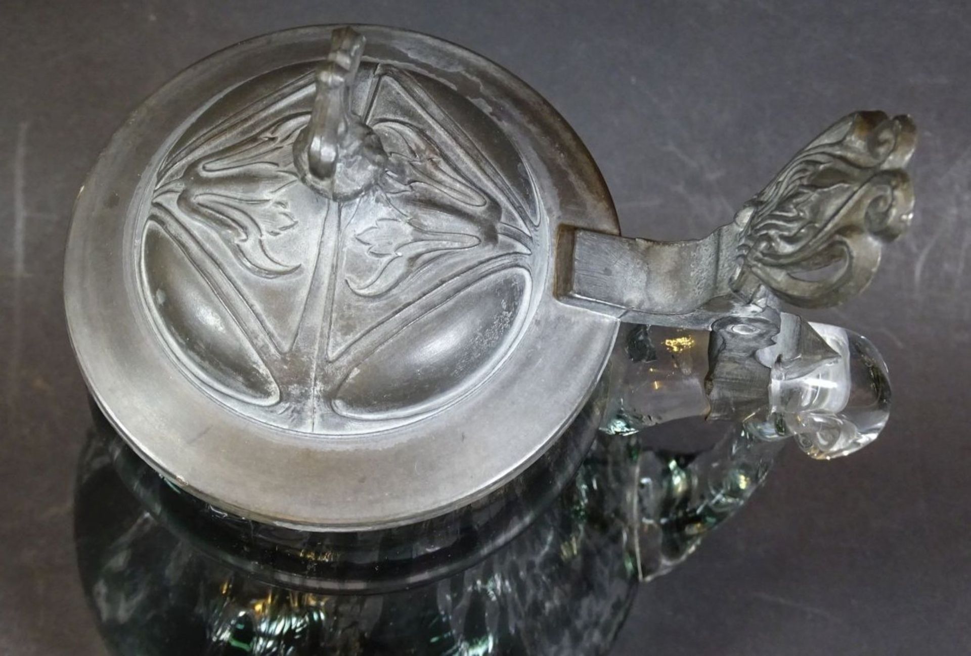 Jugendstil Bierkrug mit Zinndeckel "WMF", guter Zustand, H-20 cm - Bild 2 aus 8